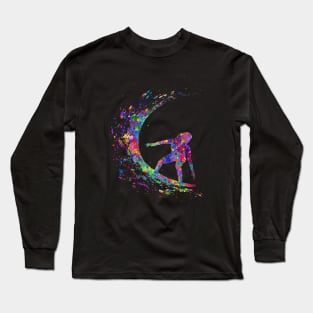 Surfer girl watercolor Long Sleeve T-Shirt